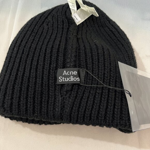 Acne Studios Black Knitted Beanie main image 6